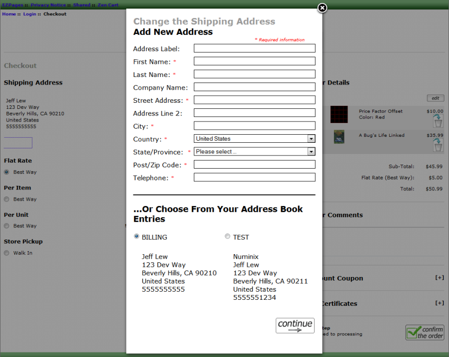 Fast and Easy Ajax Checkout for Zen Cart