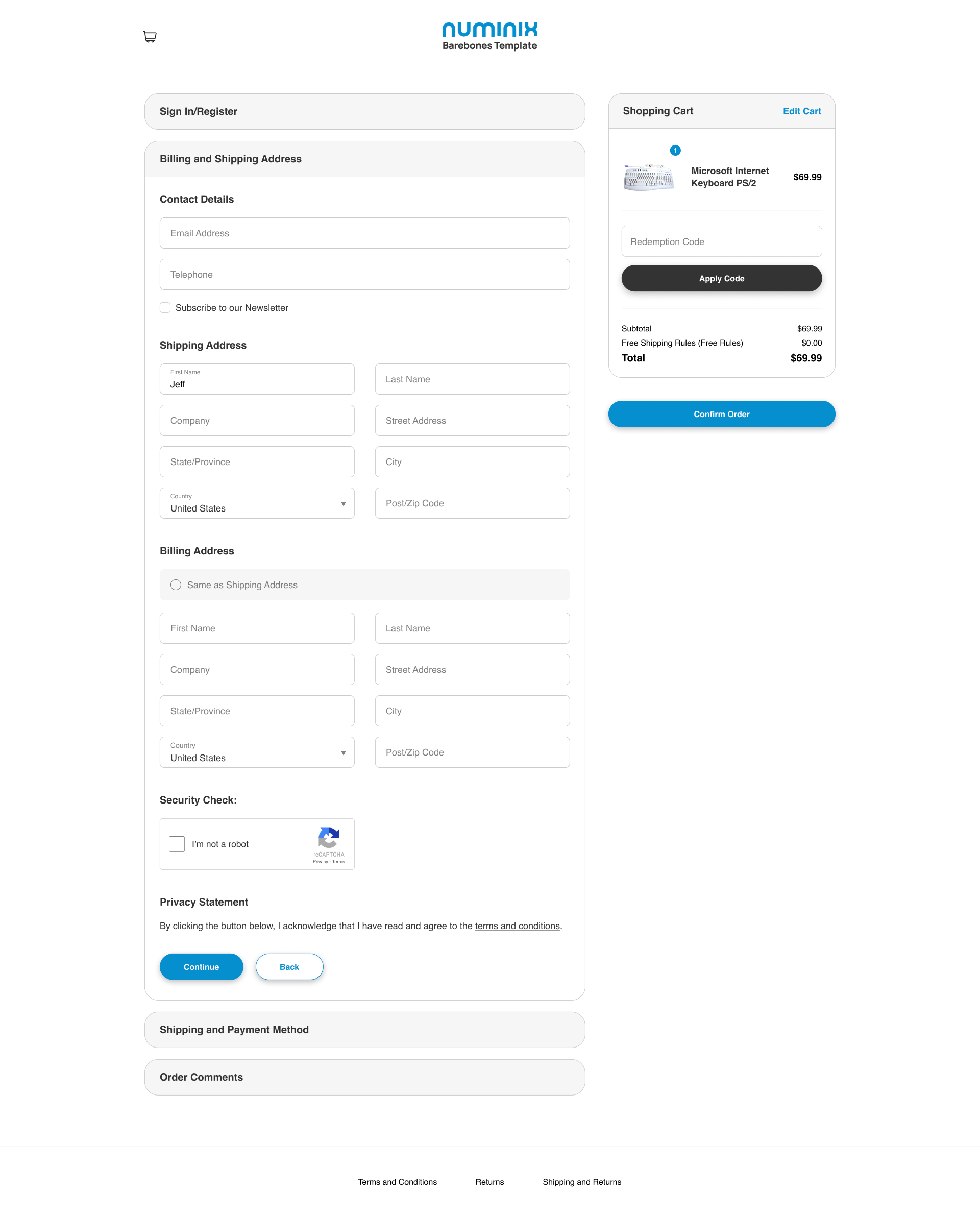 One Page Responsive Checkout for Zen Cart